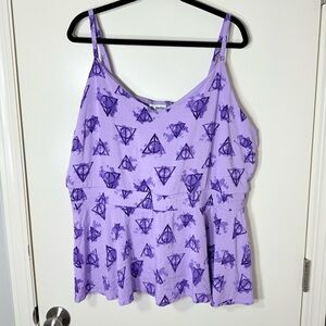 Harry Potter Women’s Purple Deathly Hallows Tank Top Plus Size 3X